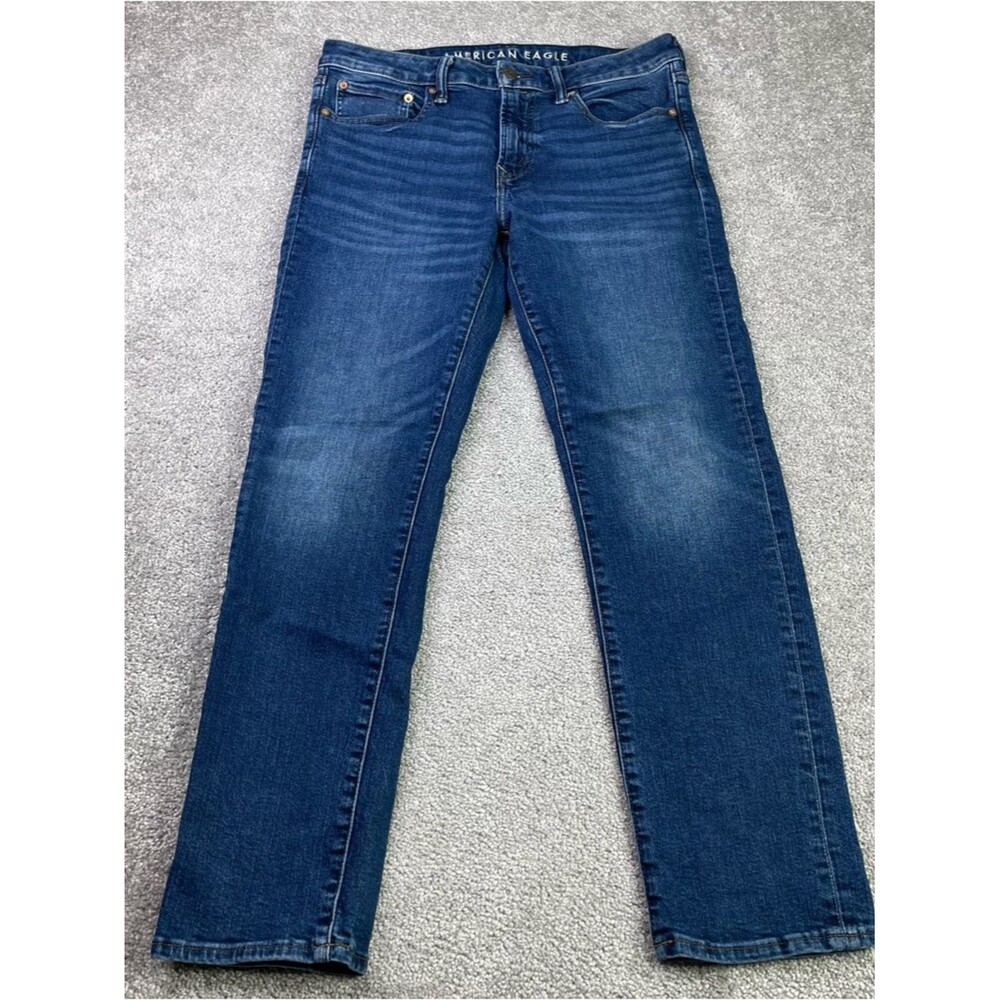 American Eagle AirFlex Jeans Men’s 32X28 Blue Slim Straight Mid-Rise Dark Wash